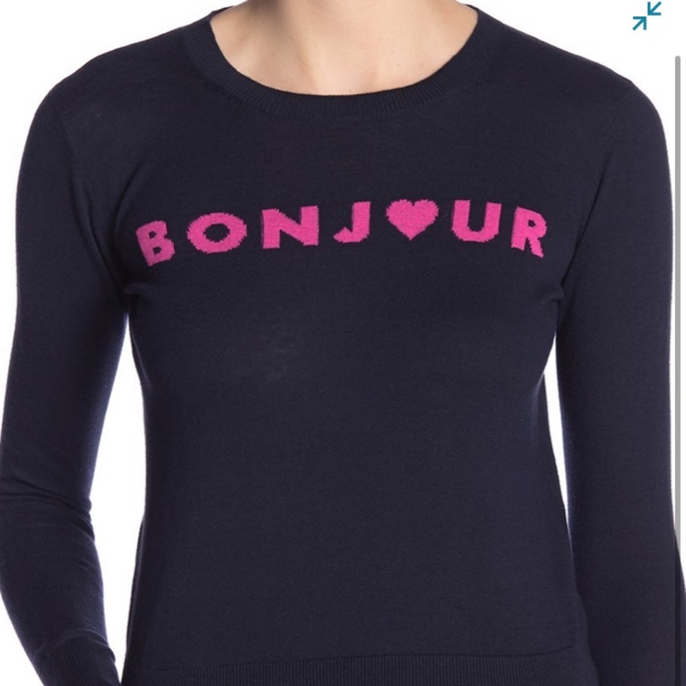 French connection bonjour sweater w heart detail